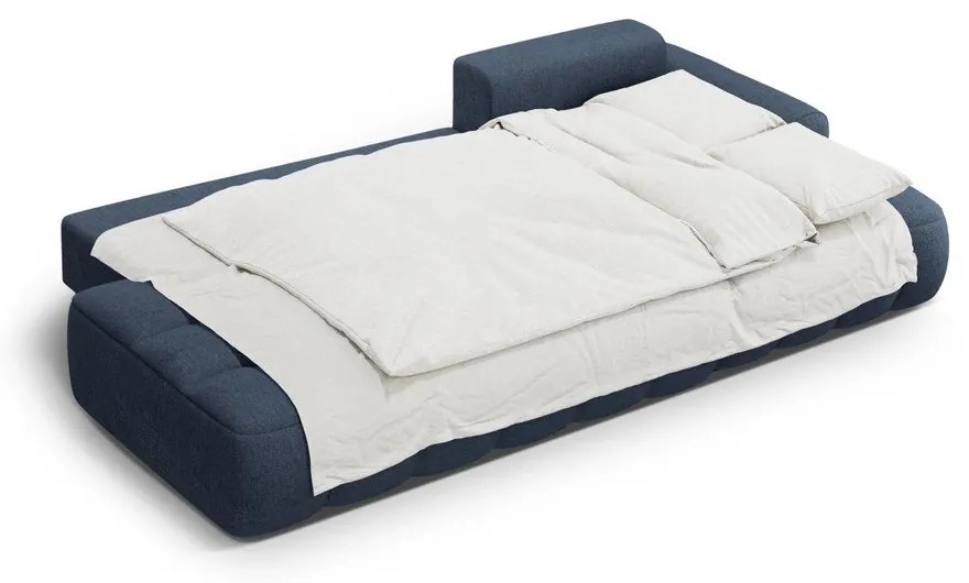 Тъмносин сгъваем/с място за съхранение ъглов диван (десен ъгъл) Linz – Cosmopolitan Design