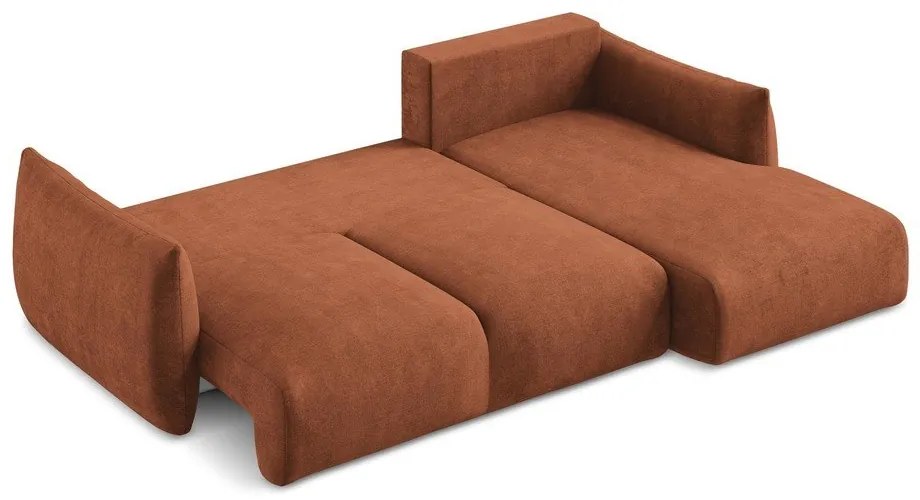 Теракотен шенилов сгъваем ъглов диван (десен ъгъл) Leila – Makamii
