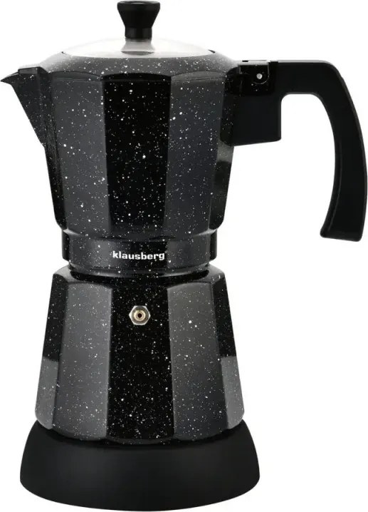 Електрическа кубинска кафеварка Klausberg KB 7998, 500W, 6 чаши, Вграден нагревател, Предпазен клапан, Черен мрамор