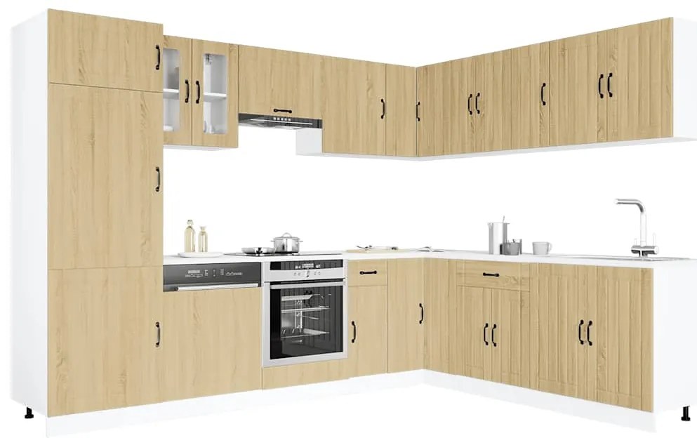 3314984 vidaXL Комплект кухненски шкафове от 14 части Lucca, инженерно дърво