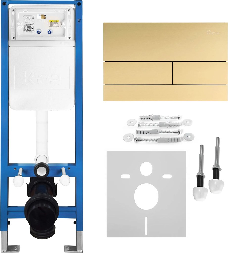 Комплект Структура за Вграждане за WC Slim 024N с Бутон T Brush Gold