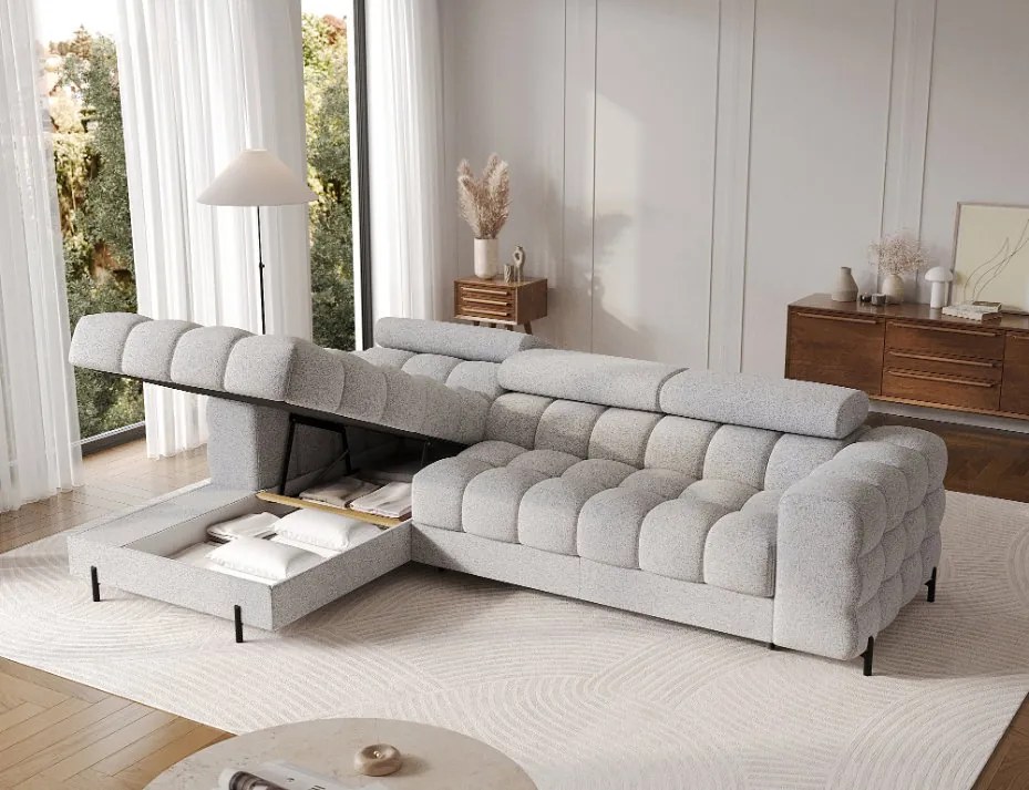 Ъглов диван Freyia-Светлосив-Ляв