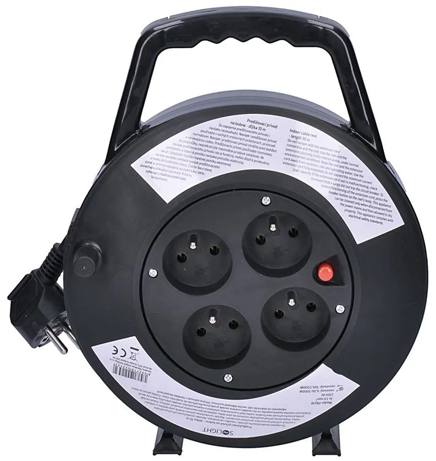 Solight PB21B - Черен удължителен кабел на макари 10м