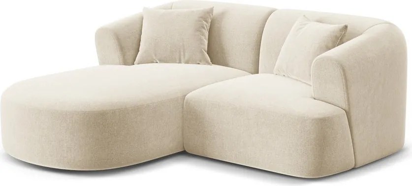 Бежов кадифен ъглов диван (ляв ъгъл) Campi – Cosmopolitan Design