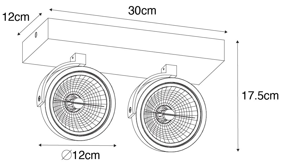 Дизайнерски прожектор сив регулируем 2-светлина - Go