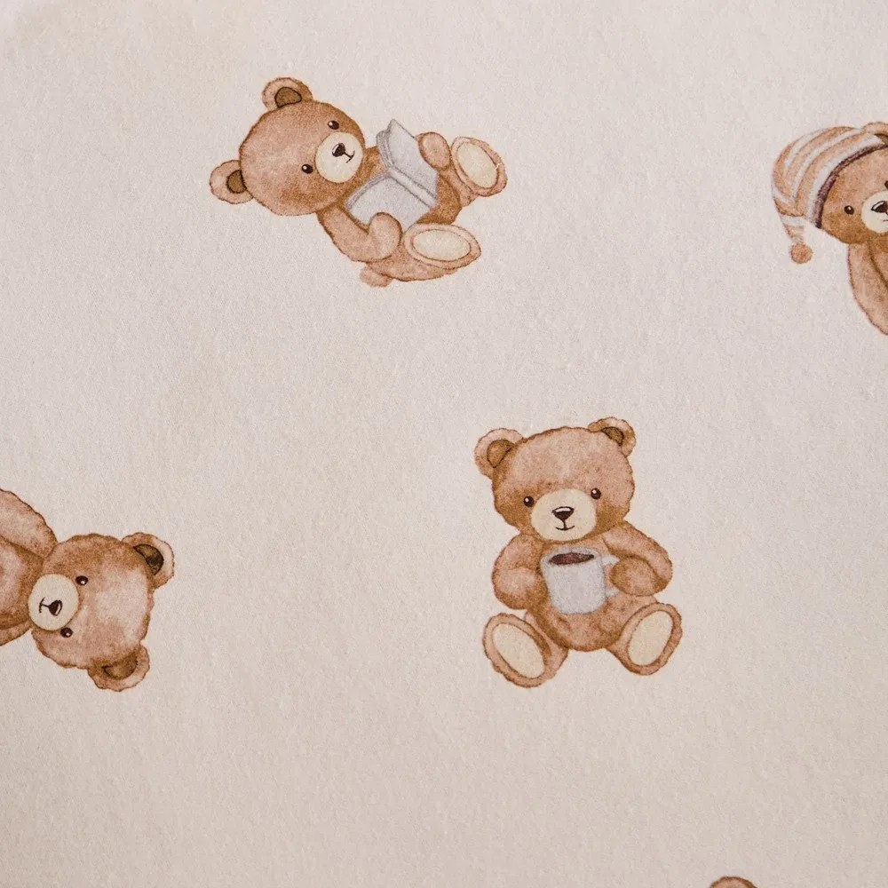 Кремав еластичен единичен фланелен детски чаршаф 90x190 cm Brushed Teddy Bear – Catherine Lansfield