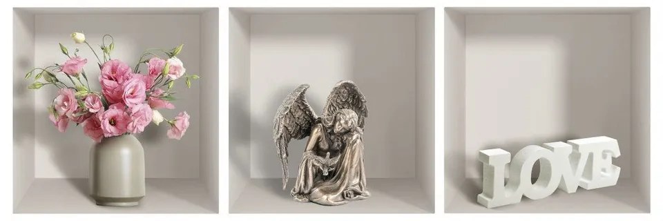 Комплект от 3 3D стикера за стена Symbols of Love - Ambiance