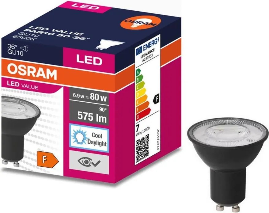 LED Крушка VALUE PAR16 GU10/6,9W/230V 4000K 36° черен - Osram