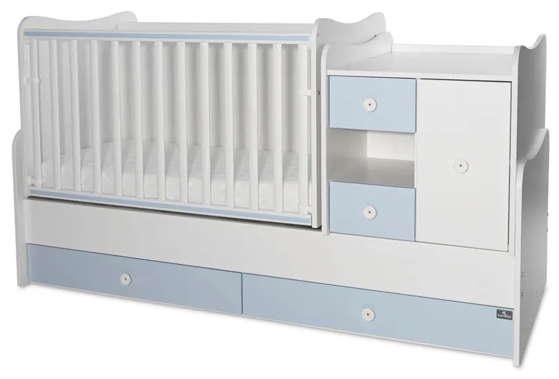 LORELLI Classic Трансформиращо се легло-люлка 190/72 см. MINI MAX БЯЛО/BABY BLUE
