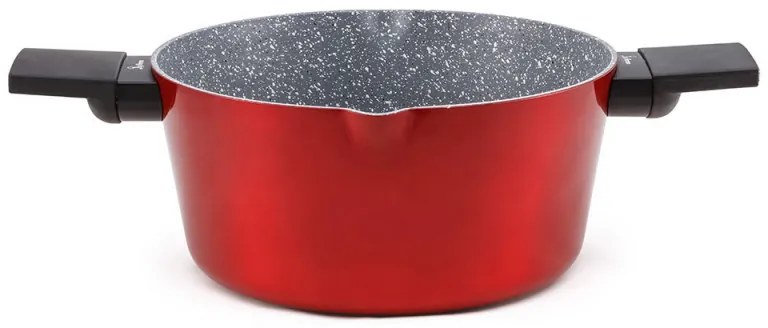 Тенджера Luigi Ferrero Rossy FR-2814, 28x13.5 см, 6.7 л, Незалепващо покритие, Индукция, Стъклен капак с отвор за пара, Червен