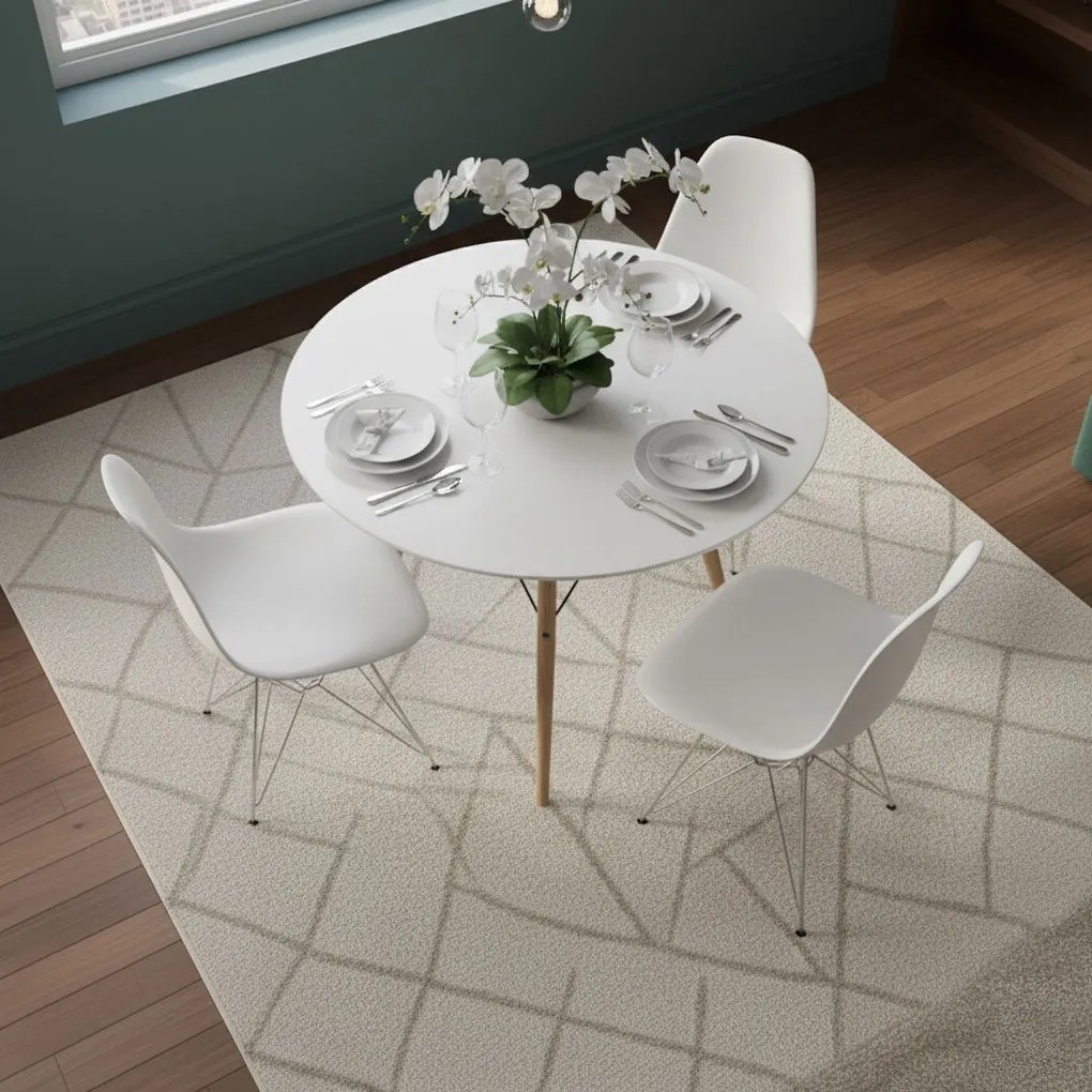 Кухненски стол Fiore Metal-Бял (4) парчета