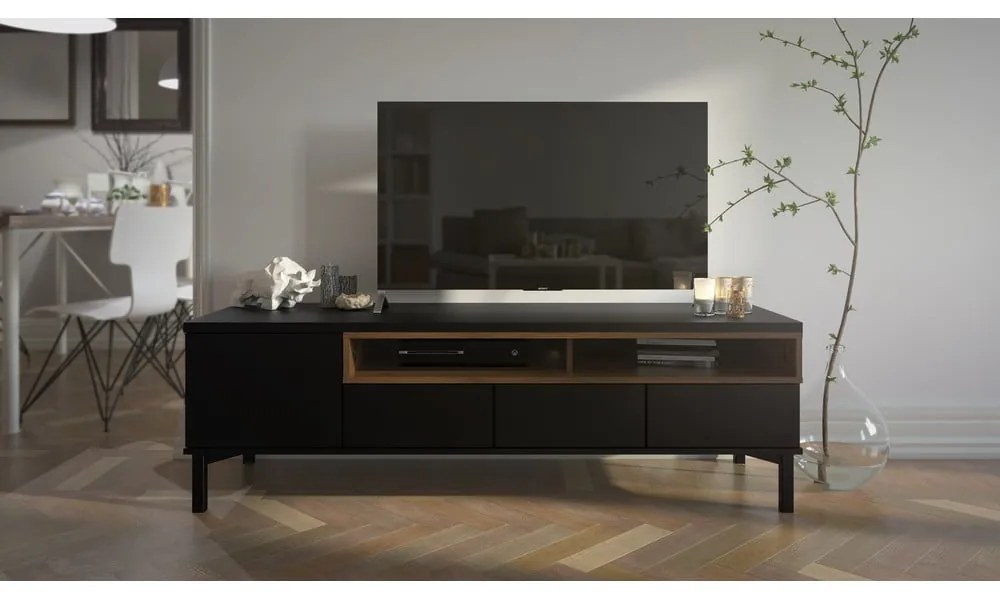 Черна маса за телевизор 156x48x48 cm Roomers – Tvilum