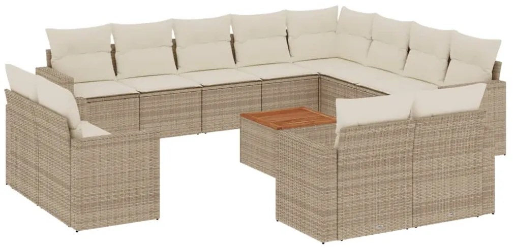 3224392 vidaXL Градински комплект диван с възглавници 13 части бежов полиратан