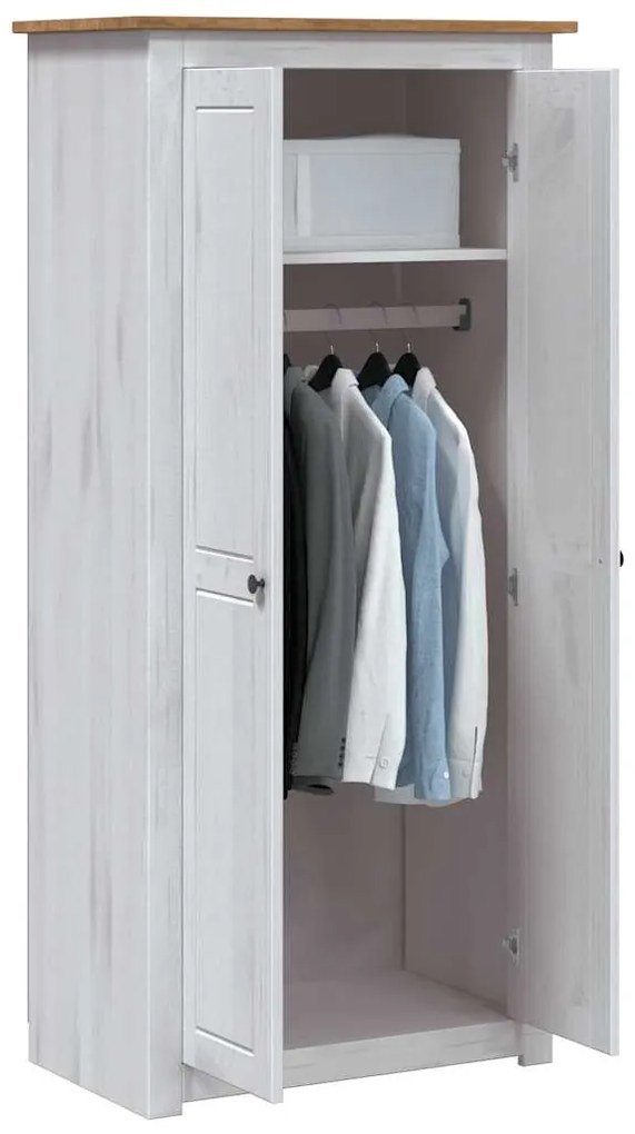282666 vidaXL Гардероб, бял, 80x50x171,5 см, бор масив, стил Панама