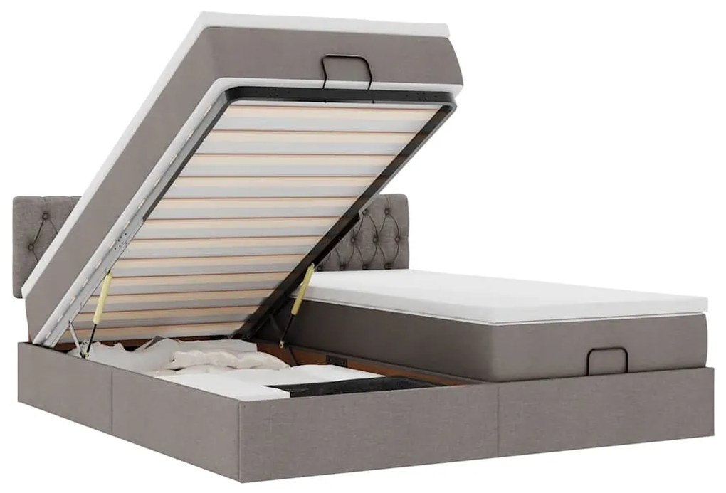 3312019 vidaXL Османска легло с матраци, таупе, 180x200 см, плат