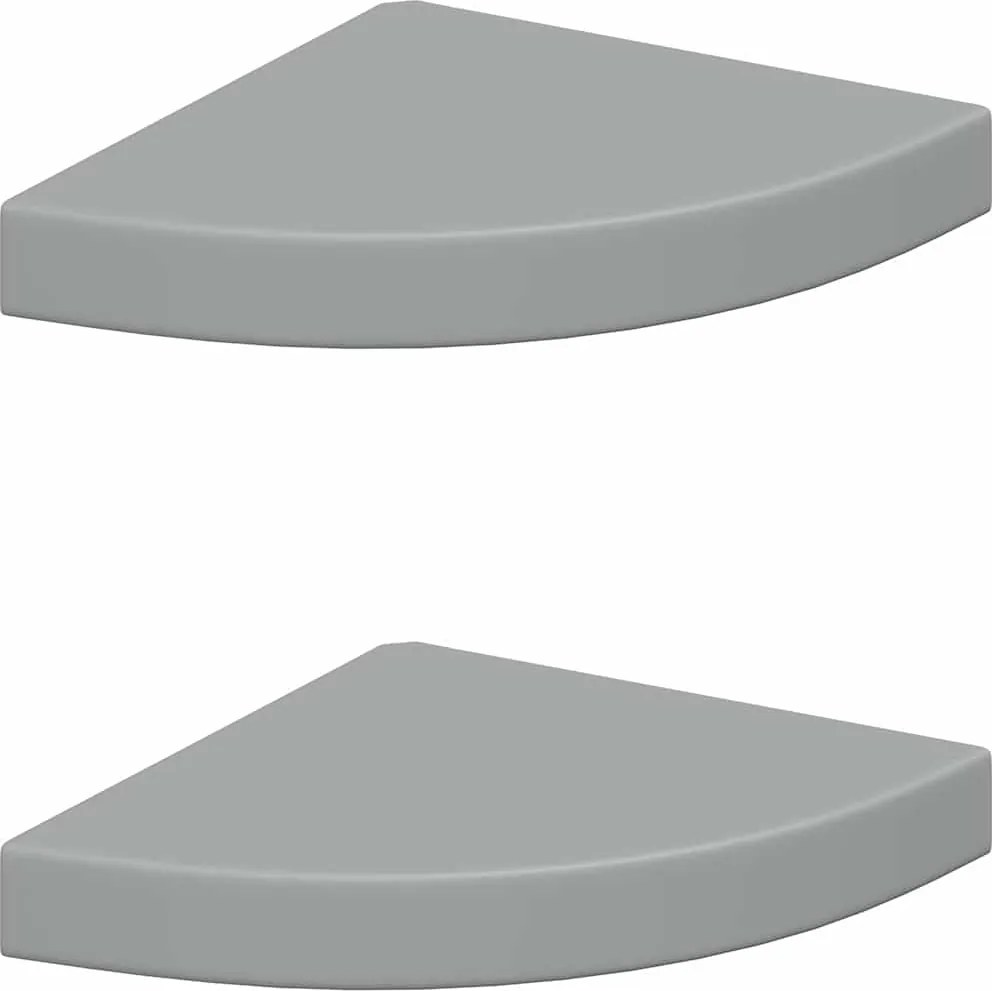 323902 vidaXL Окачени ъглови рафтове, 2 бр, сиви, 25x25x3,8 см, МДФ