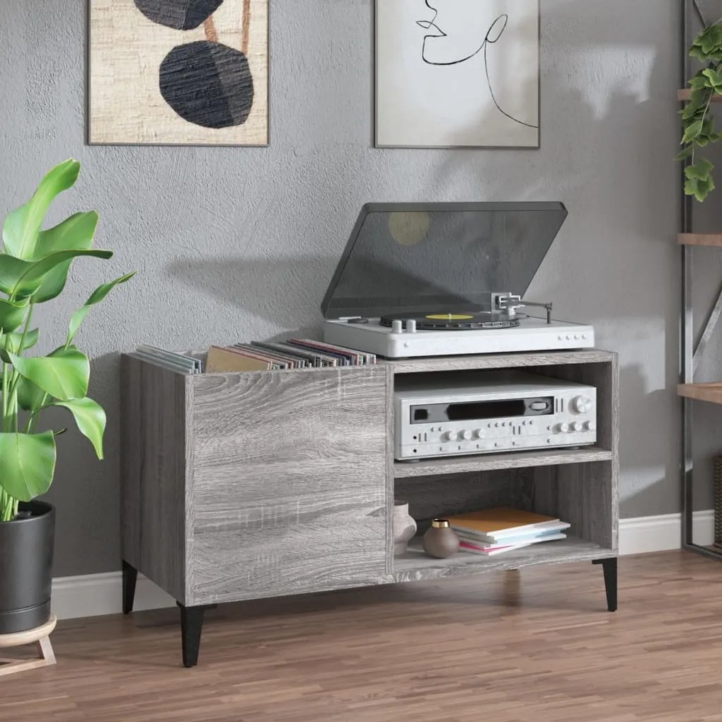 Sonata H Шкаф за винилови плочи сив сонома 84,5x38x48 см инженерно дърво