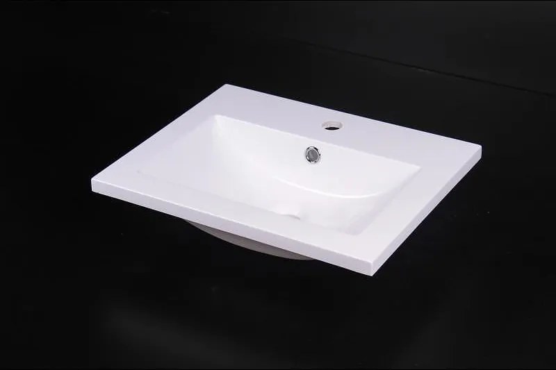 Мивка за баня ICC 5114, монтаж върху мебел, смола, бял, 51x40x14.5см