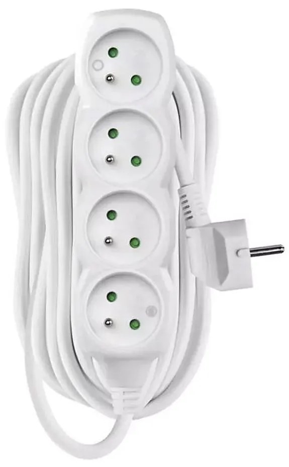 Удължител 4-извода 10м бял