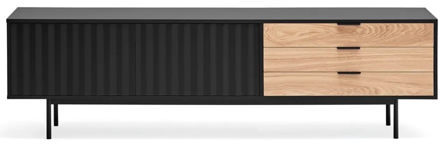 Черна/естествена маса за телевизор от декор от дъб 180x52 cm Sierra – Teulat