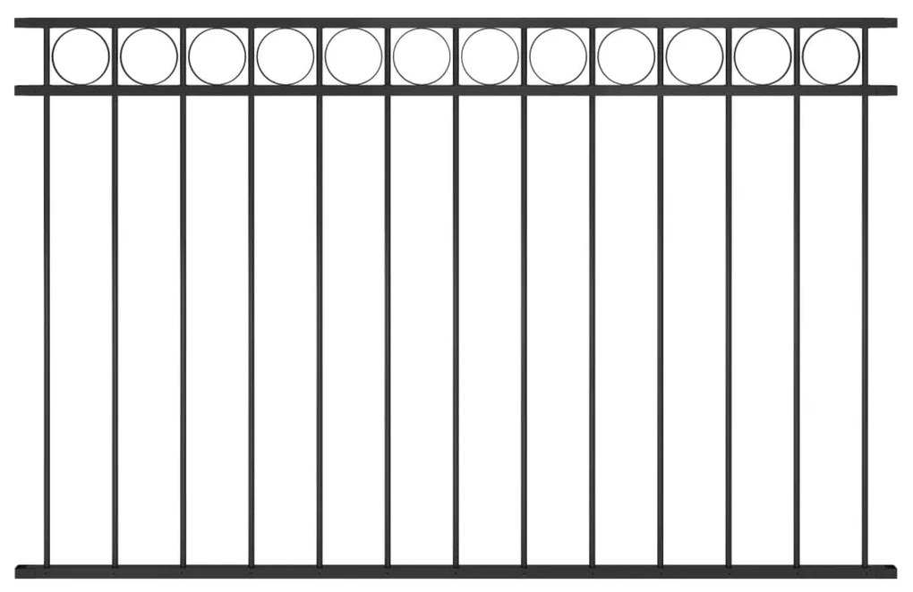 Ограден панел, стомана, 1,7x1 м, черен