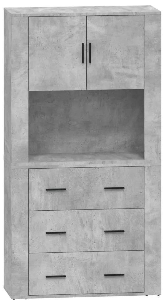 3185387 vidaXL Висок шкаф, бетонно сив, инженерно дърво