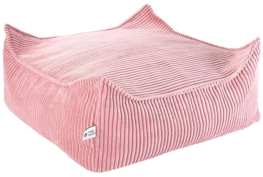 Розов детски пуф от рипсено кадифе Square – Wigiwama