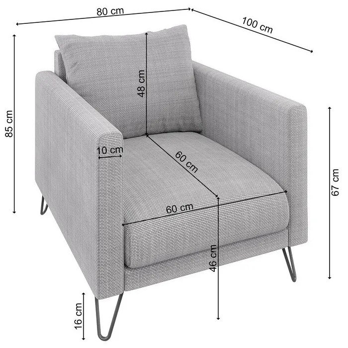 Светлосиво шенилово кресло Freya – Ropez