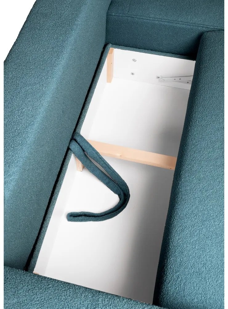 Син разтегателен ъглов диван от букле (десен ъгъл) Quinoa – Bonami Selection