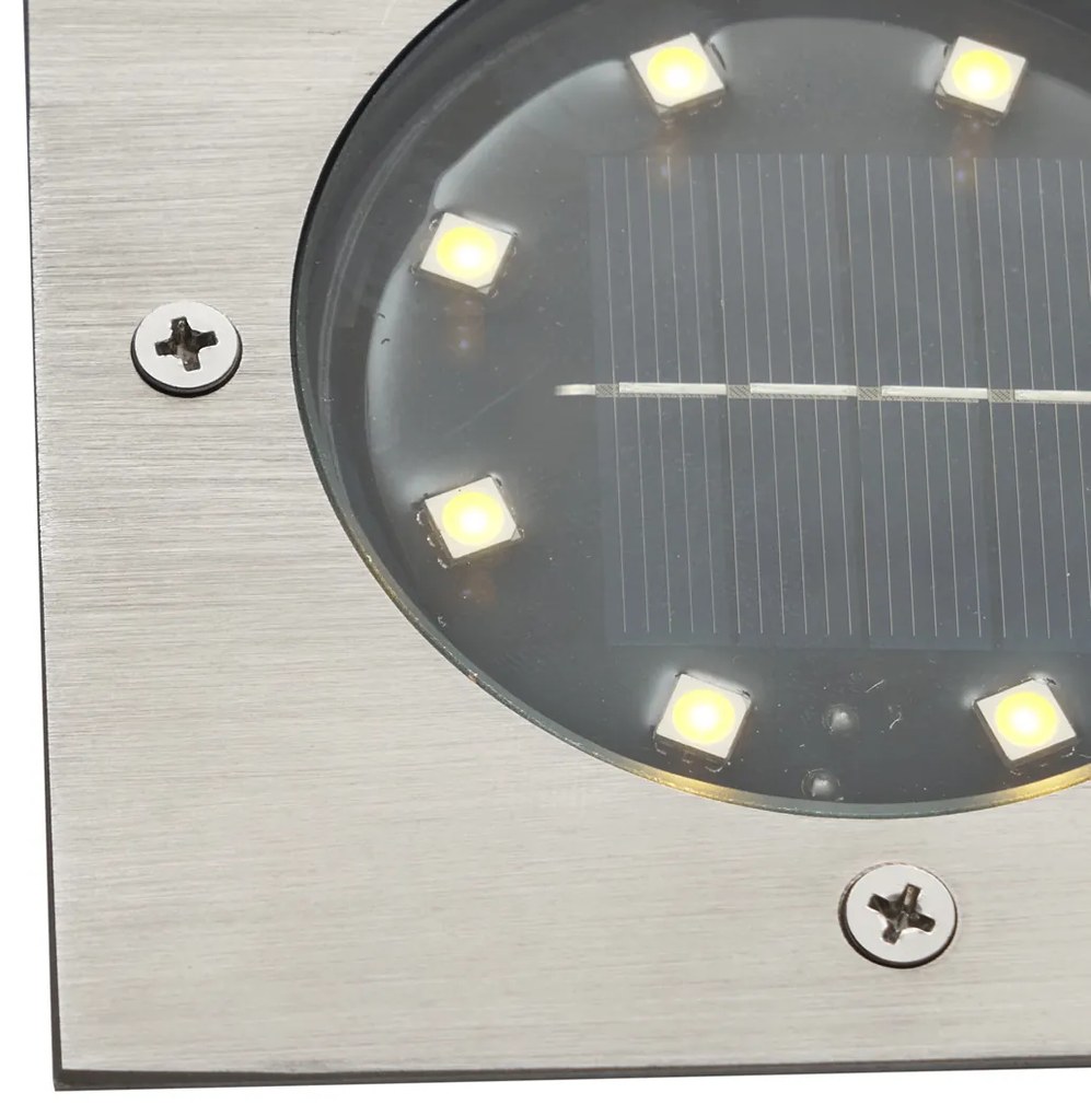 Комплект от 6 квадратни алуминиеви вградени подови спотове с LED IP65 соларни - Тери