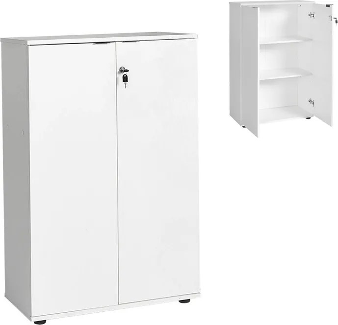 Меламинов офисен шкаф за документи Rio с ключ в бял цвят 72x34x109см.