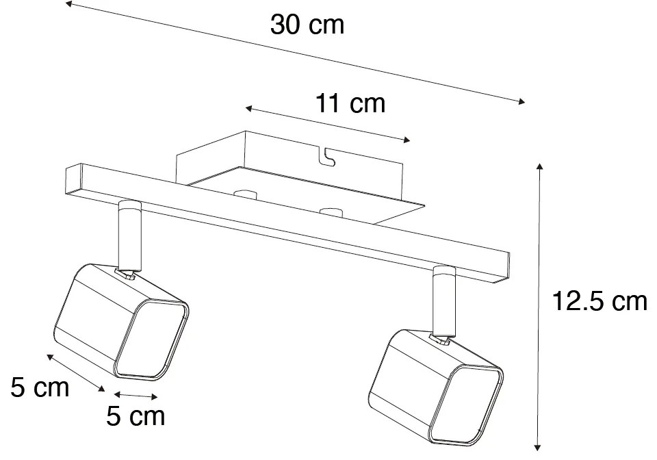 Модерна таванна лампа черна с LED 2-светлина - Nola
