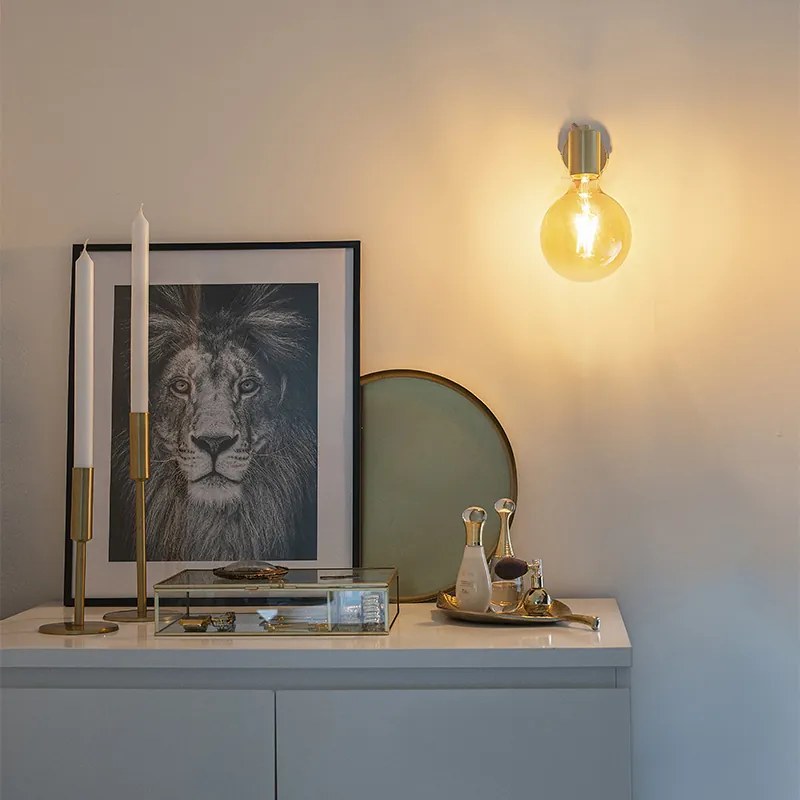 Интелигентна стенна лампа в стил арт деко златиста с G95 WiFi крушка - Facil