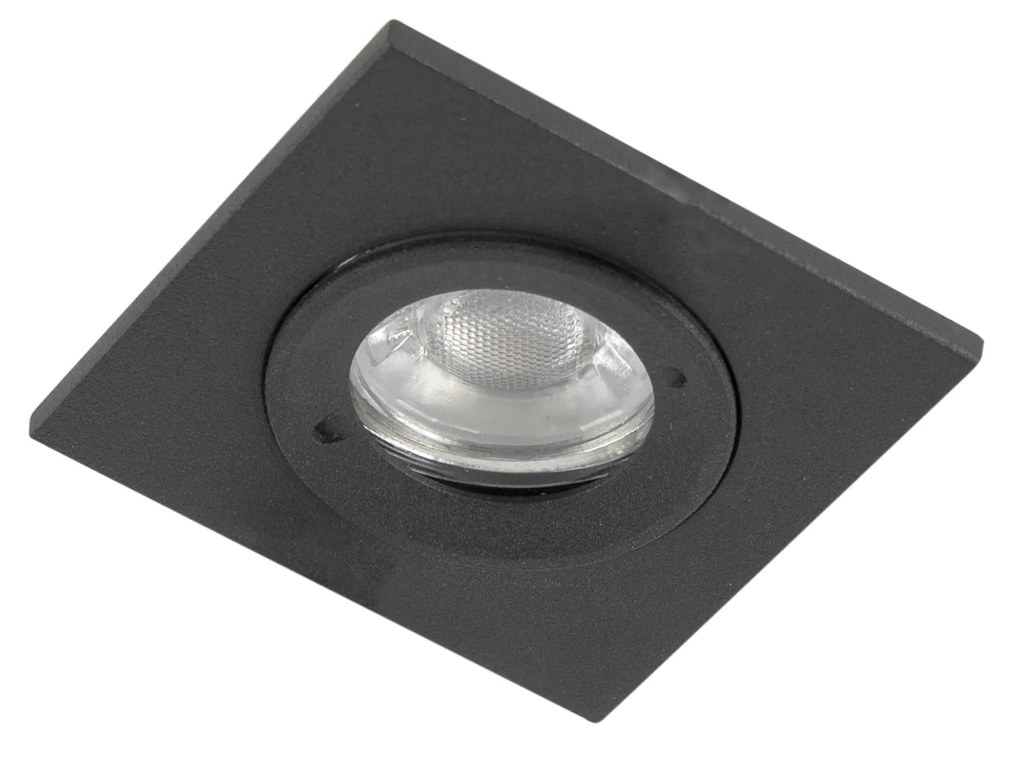 Комплект от 3 вградени прожектора за баня черен квадрат IP44 - Xena