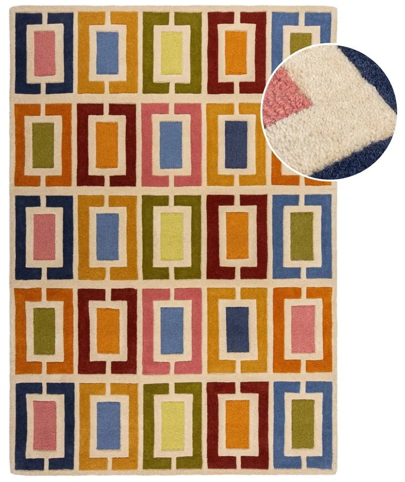 Ръчно изработен вълнен килим 160x230 cm Retro Blocks – Flair Rugs