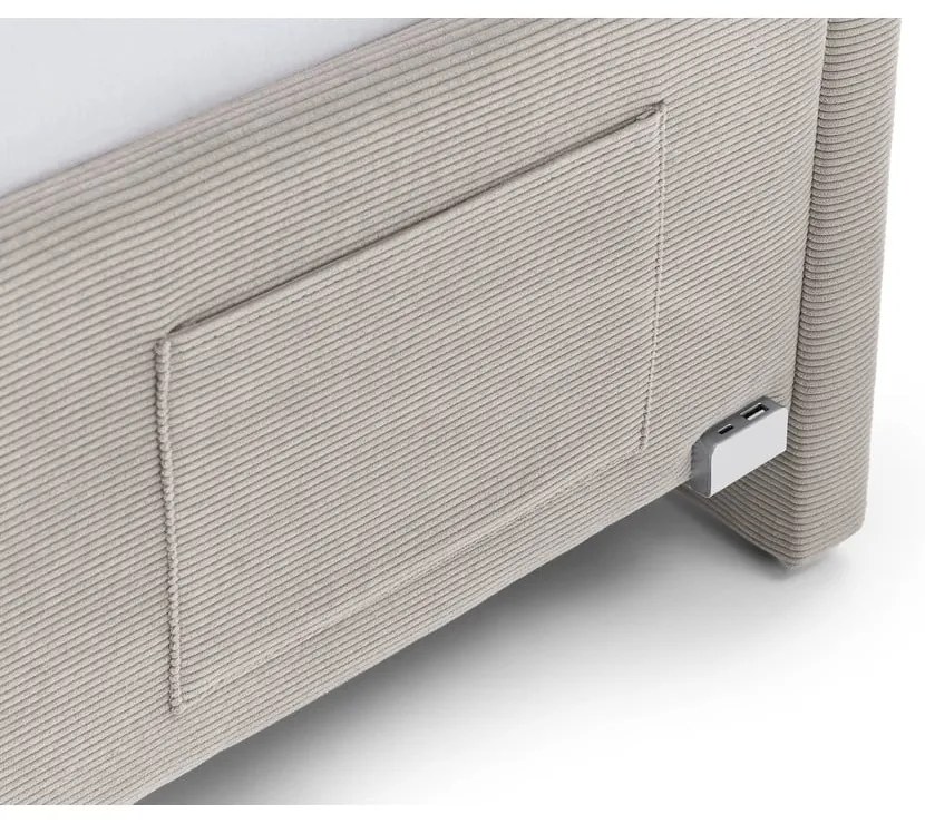 Бежово тапицирано ъглово детско легло 90x200 cm с място за съхранение с включена подматрачна рамка Cool – Meise Möbel