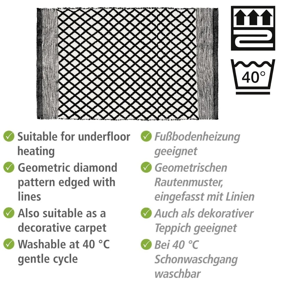 Черно-бял килим за баня от рециклирана пластмаса 50x80 cm Tara – Wenko