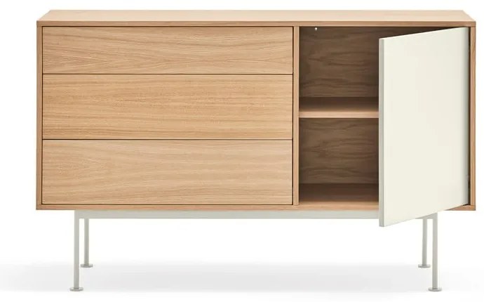 Кремавобял скрин с дъбов фурнир , ширина 128 см Yoko - Teulat