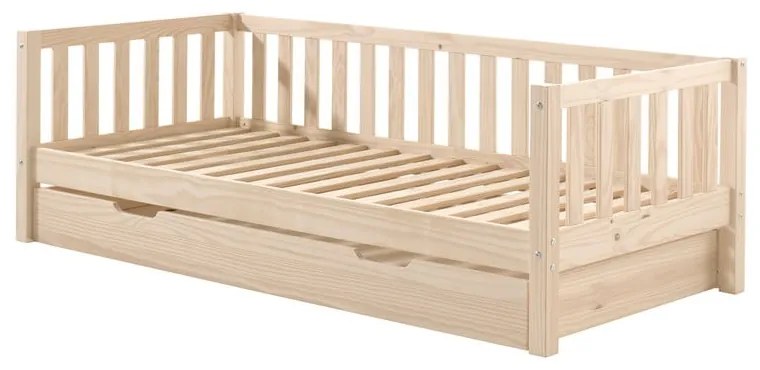Детско легло от масивен бор с включена подматрачна рамка в естествен цвят 90x200 cm Fritz – Vipack