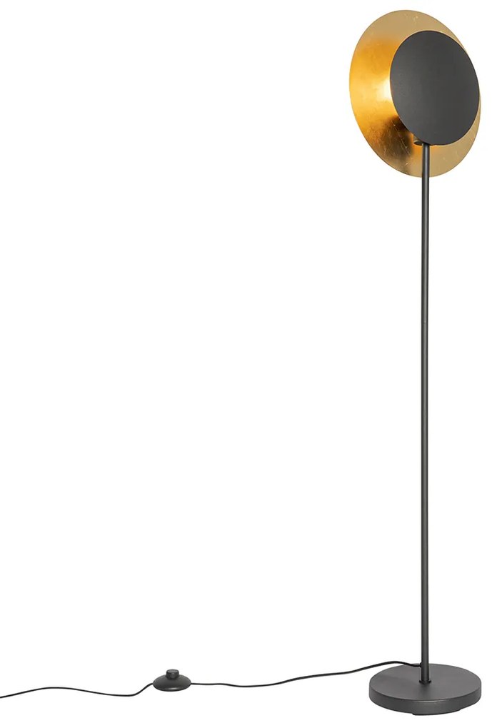Подова лампа в стил арт деко черна със злато - Emilienne