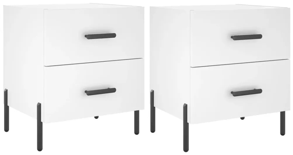 827325 vidaXL Нощни шкафчета, 2 бр, бели, 40x35x47,5 см, инженерно дърво