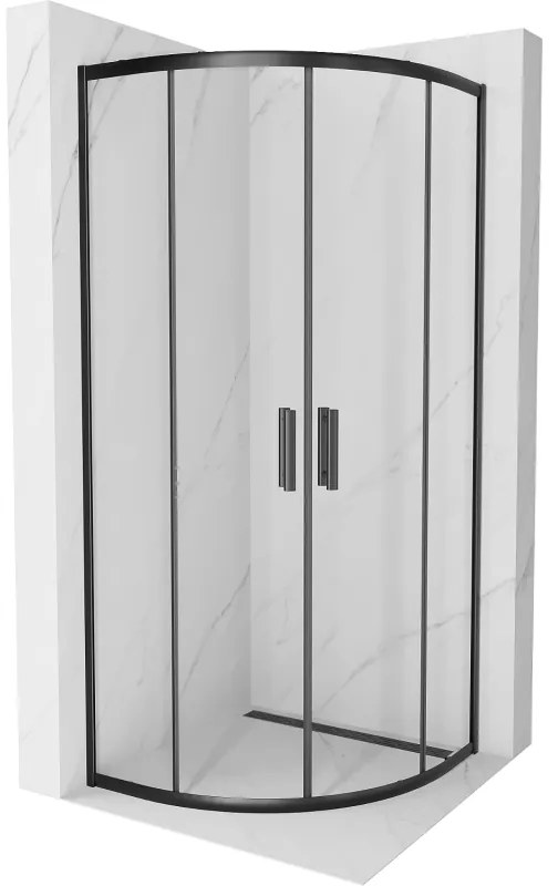 Mexen Rio полукръгла душ кабина 80 x 80 см, прозрачна, черна - 863-080-080-70-00