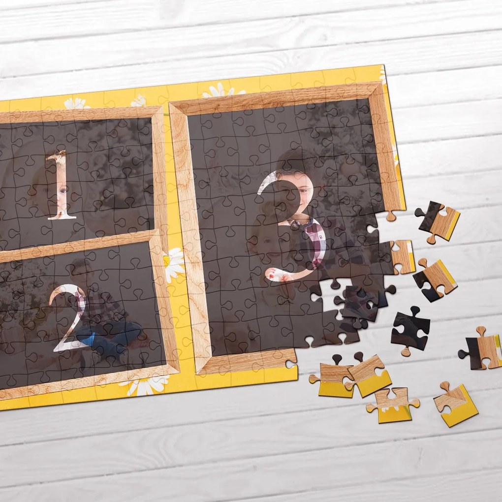 Картонен пъзел А4 с три ваши снимки – Маргаритки