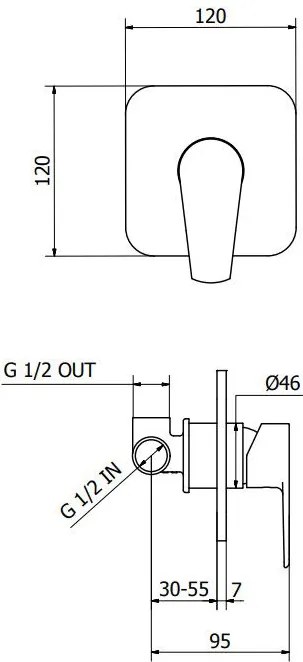 стена смесител за кран Teorema Velvet - Хром