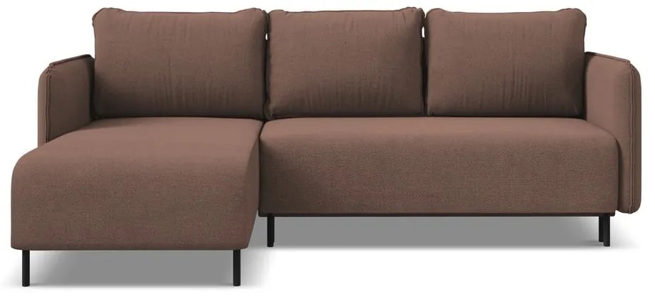 Розов разтегателен ъглов диван с място за съхранение (ляв ъгъл) Luana – Makamii