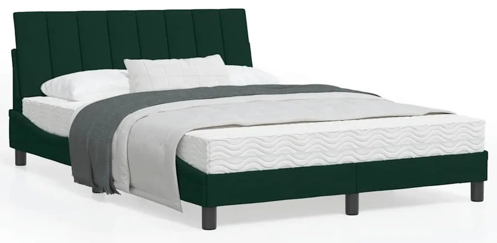 3208589 vidaXL Легло с матрак Hanko, тъмнозелено, 120x200 см, кадифе