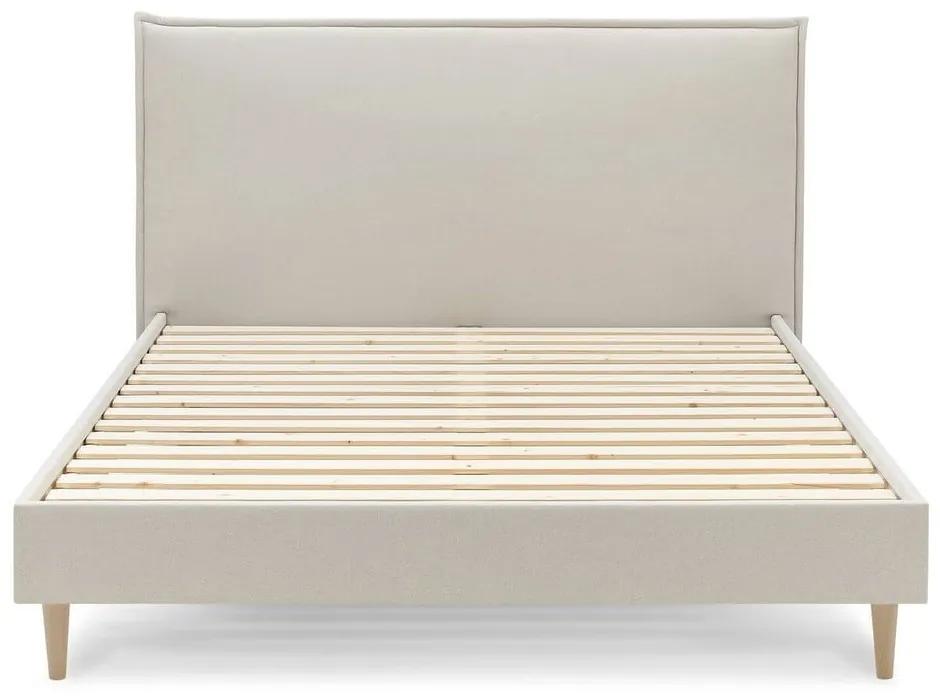 Бежово тапицирано двойно легло с решетка 160x200 cm Sary - Bobochic Paris