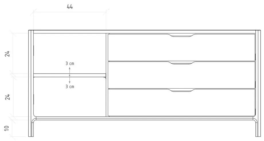 Нисък скрин от масивен дъб в естествен цвят 140x64 cm Twig – The Beds