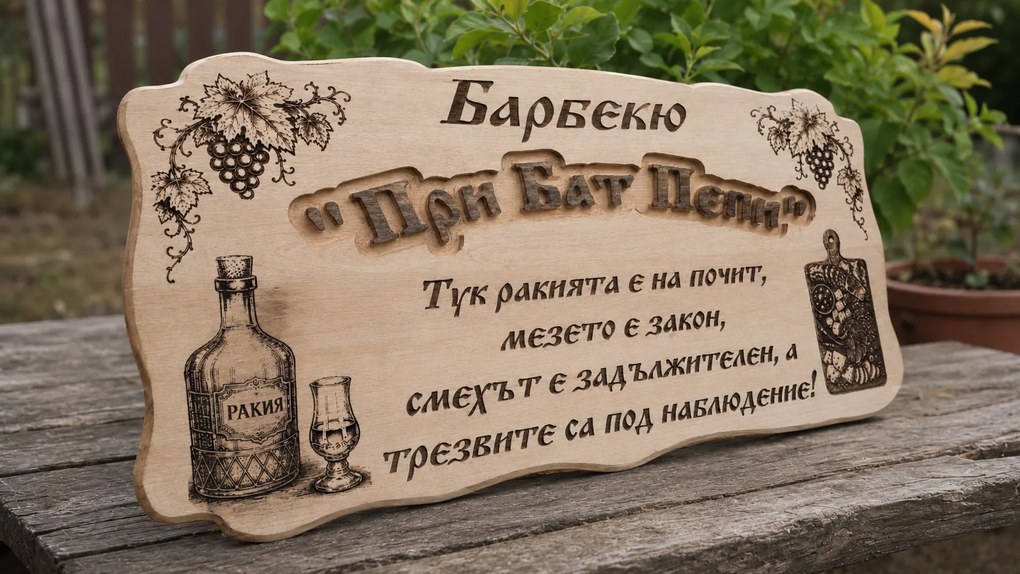 Дървена табела с персонализиран надпис /модел C050034/