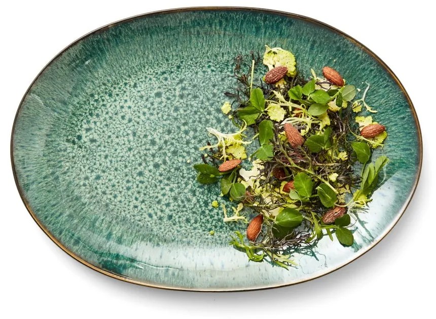 Зелена/черна глинена чиния за сервиране Gastro Green/Black – Bitz